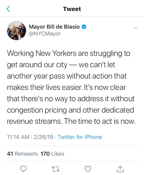 Fleetowner Com Sites Fleetowner com Files 040219 Mayor De Blasio Tweet On Congestion Pricing