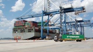 Mid-Atlantic and Southeastern seaports have seen a 20% hike in volumes compared to just 5% on the West Coast, according to JLL&apos;s report. (Photo: Sean Kilcarr/Fleet Owner)