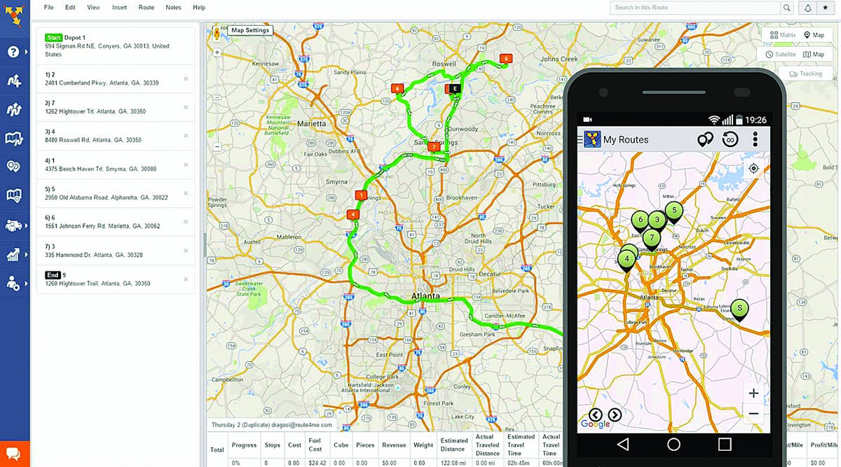 Big data allows for the optimization of a truck&apos;s route with many stops within seconds, according to Route4Me. (Photo: Route4Me)