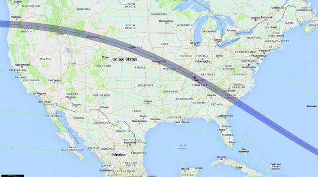 The projected path of the Aug. 21 total solar eclipse. (Photo: Oregon DOT)