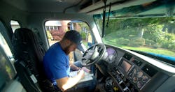 Shawn Carlton owner of McNel Septic Services in Ravensdale WA filling out paperwork in his ldquomobile officerdquo Could a truck do this by itself Photo Kenworth Shawn Carlton owner of McNel Septic Services in Ravensdale WA filling out paperwork in his ldquomobile officerdquo Could a truck do this by itself Photo Kenworth
