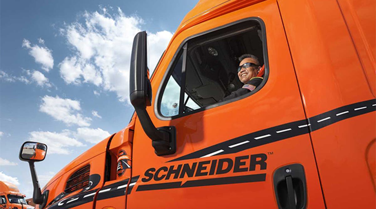 More than half of Schneider&apos;s tractor fleet now has automated transmissions, the company said, and both new and veteran drivers prefer them. (Photo: Schneider)