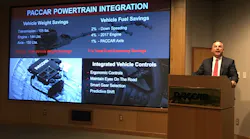 Kyle Quinn general manger of Peterbilt Motors Co discusses the PACCAR integrated powertrain Photo Neil Abt