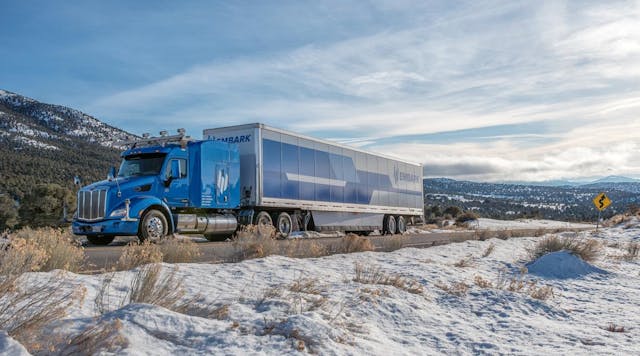A view of Embark&apos;s self-driving commercial big rig. (Photo: Embark)