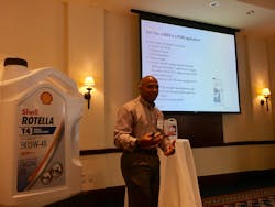 Dr Jason Brown global technology manager for Shell Lubricants discusses the new oils with the media Photo Neil Abt Dr Jason Brown global technology manager for Shell Lubricants discusses the new oils with the media Photo Neil Abt