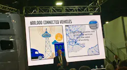 Volvorsquos Keith Brandis discusses how connectivity is improving fleet operations at a press conference Sept 25 during NACV Photo Neil AbtFleet Owner