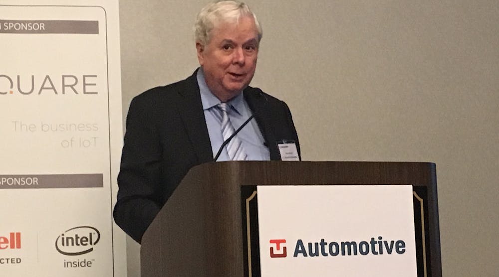 Clem Driscoll, president of C.J. Driscoll &amp; Associates, presented findings of his firm&rsquo;s study, The Big Fleet Survey and Market Overview Introduction, during TU-Automotive&rsquo;s Connected Fleet conference in Atlanta. (Photo: Cristina Commendatore / Fleet Owner)