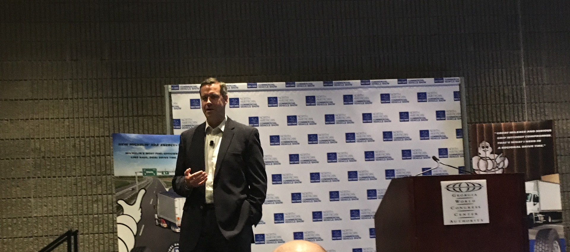 Adam Murphy of Michelin Americas Truck Tires talks about the advantages of the new XDA Energy tire Photo Neil AbtFleet Owner