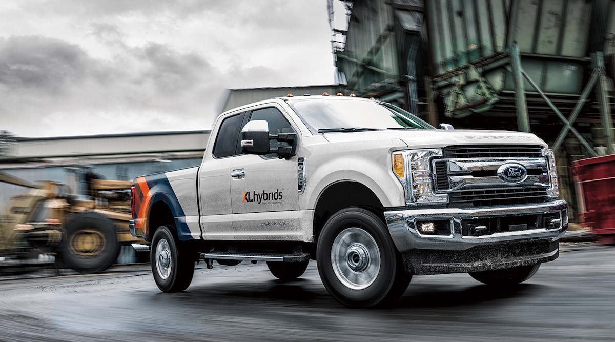 XL Hybrids noted that the XL3 Hybrid Electric Drive System for Ford F-250s has all components installed under the truck, preserving the pickup&apos;s full bed space, and provides up to 25% higher fuel economy in the Ford 6.2L V8 gasoline engine. (Photo: XL Hybrids)