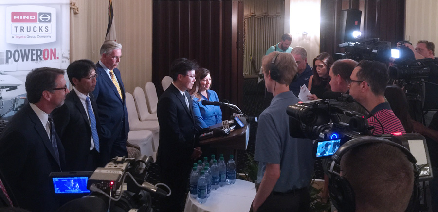 Hino executives announce plans to open a new plan in West Virginia during a Wednesday Sept 27 press conference