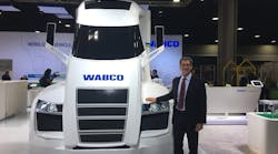 Jon Morrison, president of the Americas for WABCO, at the company&apos;s booth at NACV. (Photo: Neil Abt/Fleet Owner)