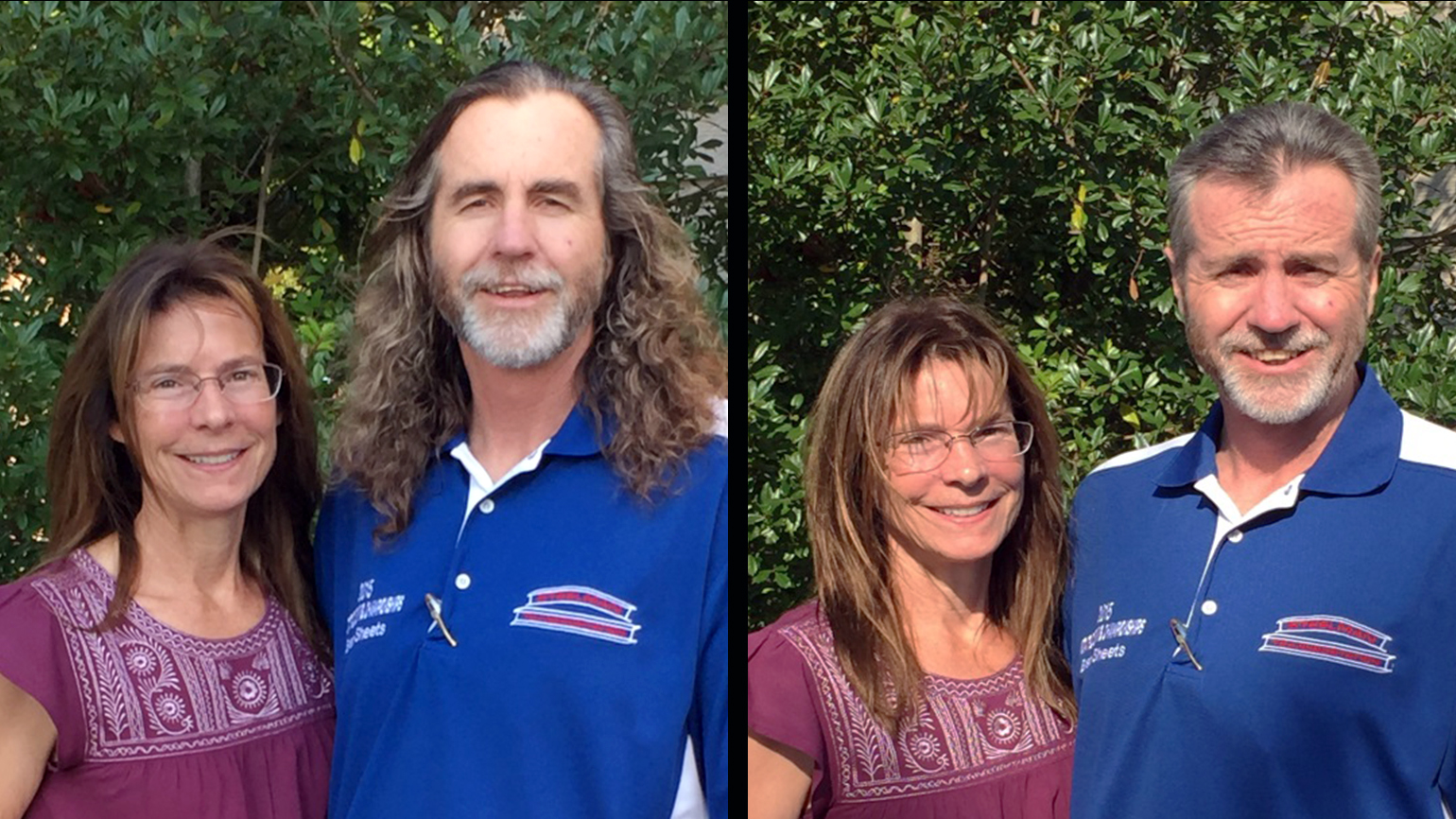 Before and after Steelman Transporatin COO Brett Sheets donated his hair to the Locks of Love Foundation for the second time last month He posed with his wife before and after making the donation Photos Steelman Transportation