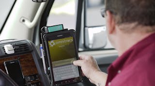 Omnitracs and Samsung announced a partnership to combine Samsung mobile devices and security solutions with Omnitracs&apos; XRS fleet management software for U.S.-based fleets. (Photo: Omnitracs)