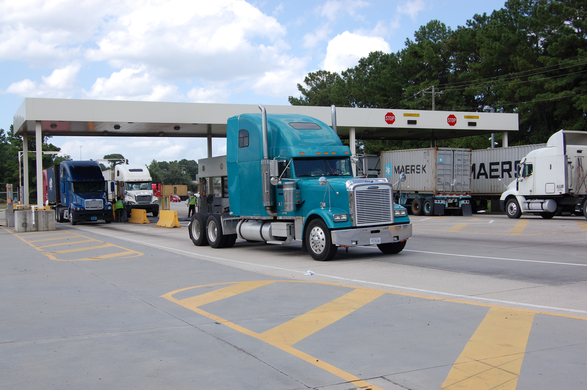 Trucks at security gates