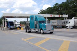 Trucks at security gates Trucks at security gates