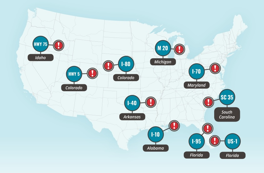 Worst highways for trucks