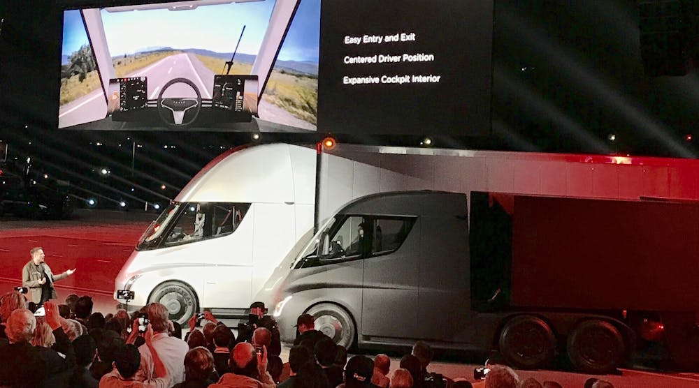 Elon Musk unveils the Tesla Semi day cabs.
