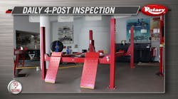 Rotary Lift highlights a recommended eight-step daily four-post lift inspection process in a new &ldquo;90 Second Know How&rdquo; video.