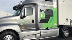 TuSimple showcased its technology at the 2019 CES show in Las Vegas with a International Class 8 tractor.