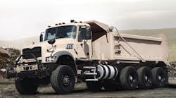A version of the Mack Granite-based M917A3 heavy dump truck was shown at an Army event last fall.