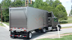 A Volvo VNR 300 in 4x2 tractor configuration pulling a 28ft pup trailer as part of a ride and drive event for industry journalists Photo Sean KilcarrFleet Owner