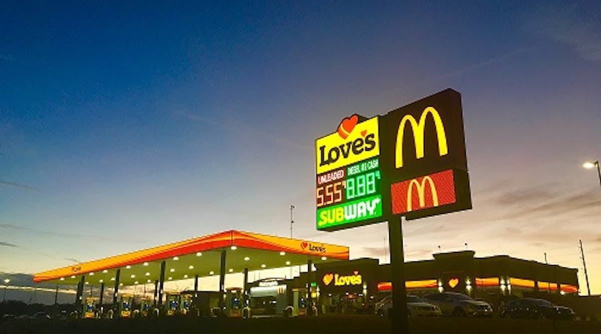 A view of Love&apos;s latest truck stop, located in Troy, TX, off I-35.