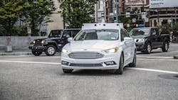 An autonomous car being tested by Argo AI, Ford's partner on self-driving vehicles. An autonomous car being tested by Argo AI, Ford's partner on self-driving vehicles.