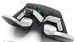 Design sketch of new Freightliner Cascadia dash area.
