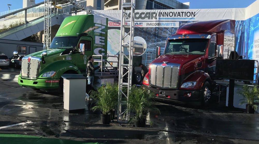 The PACCAR Innovation booth at CES. This year marked the first time truck manufacturers exhibited at CES. (Photo: PACCAR)