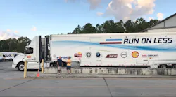 In early results the seven trucks participating in the Run on Less roadshow have averaged 101 mpg with a highest daily fuel efficiency for a single truck of 128 mpg and lowest of 74 mpg Photo Run on Less