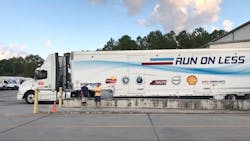 In early results the seven trucks participating in the Run on Less roadshow have averaged 101 mpg with a highest daily fuel efficiency for a single truck of 128 mpg and lowest of 74 mpg Photo Run on Less In early results the seven trucks participating in the Run on Less roadshow have averaged 101 mpg with a highest daily fuel efficiency for a single truck of 128 mpg and lowest of 74 mpg Photo Run on Less