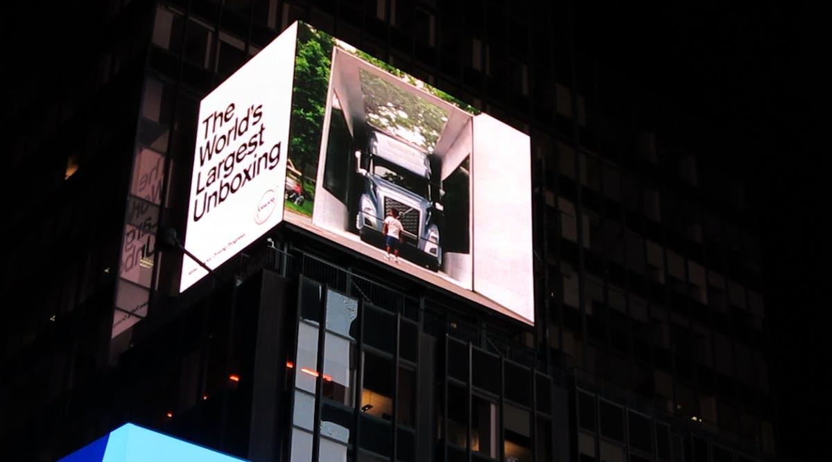 Volvo&apos;s digital billboard in Times Square was seen by one million people during the New Year&apos;s Eve celebration. (Photo Volvo)