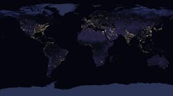 Composite satellite images of the Earth at night in 2016.