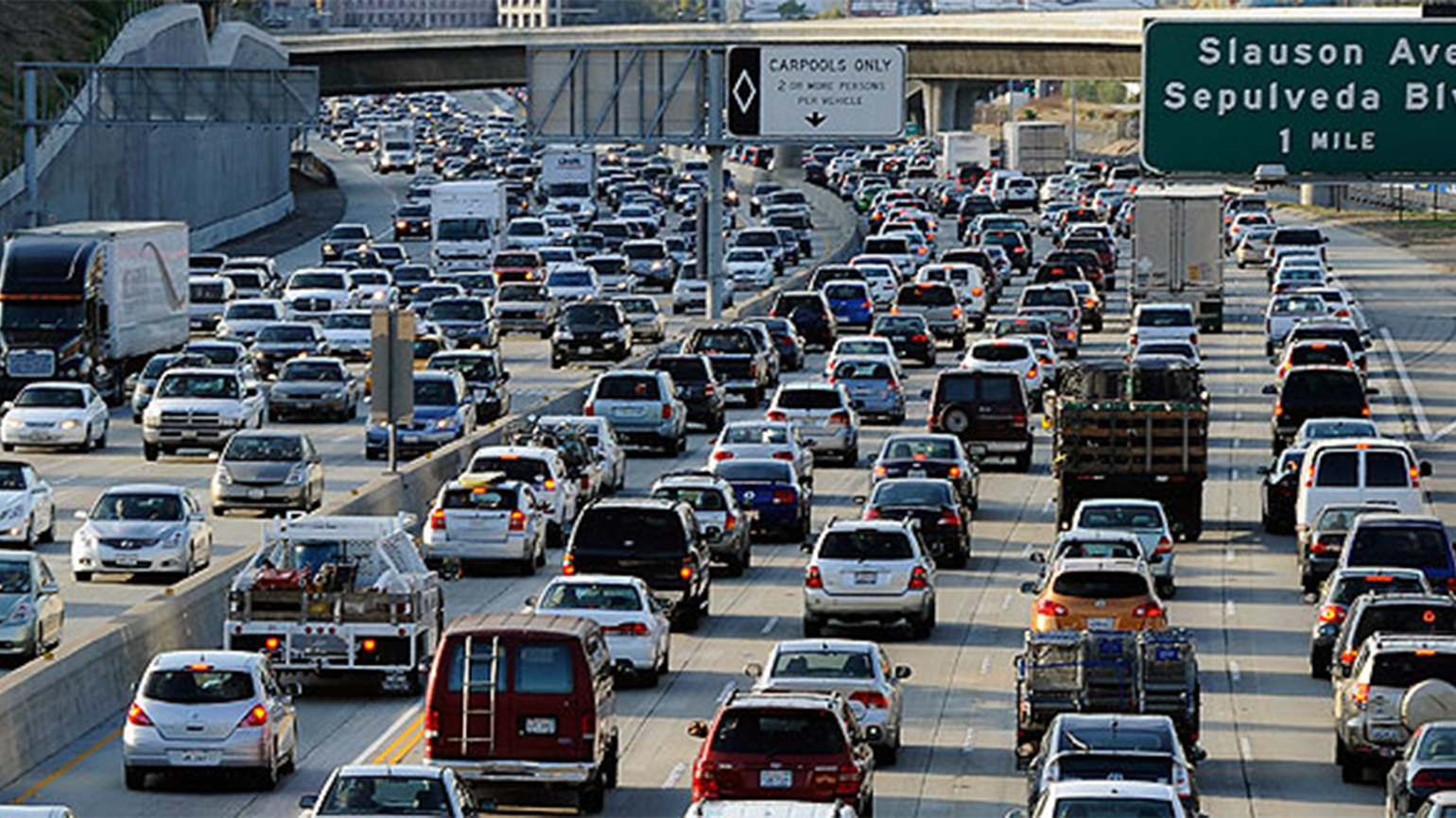 Los Angeles was the US city with the most traffic congestion according to a new TomTom study Above passenger cars and trucks inch along bumpertobumper on Interstate 405 in western LA