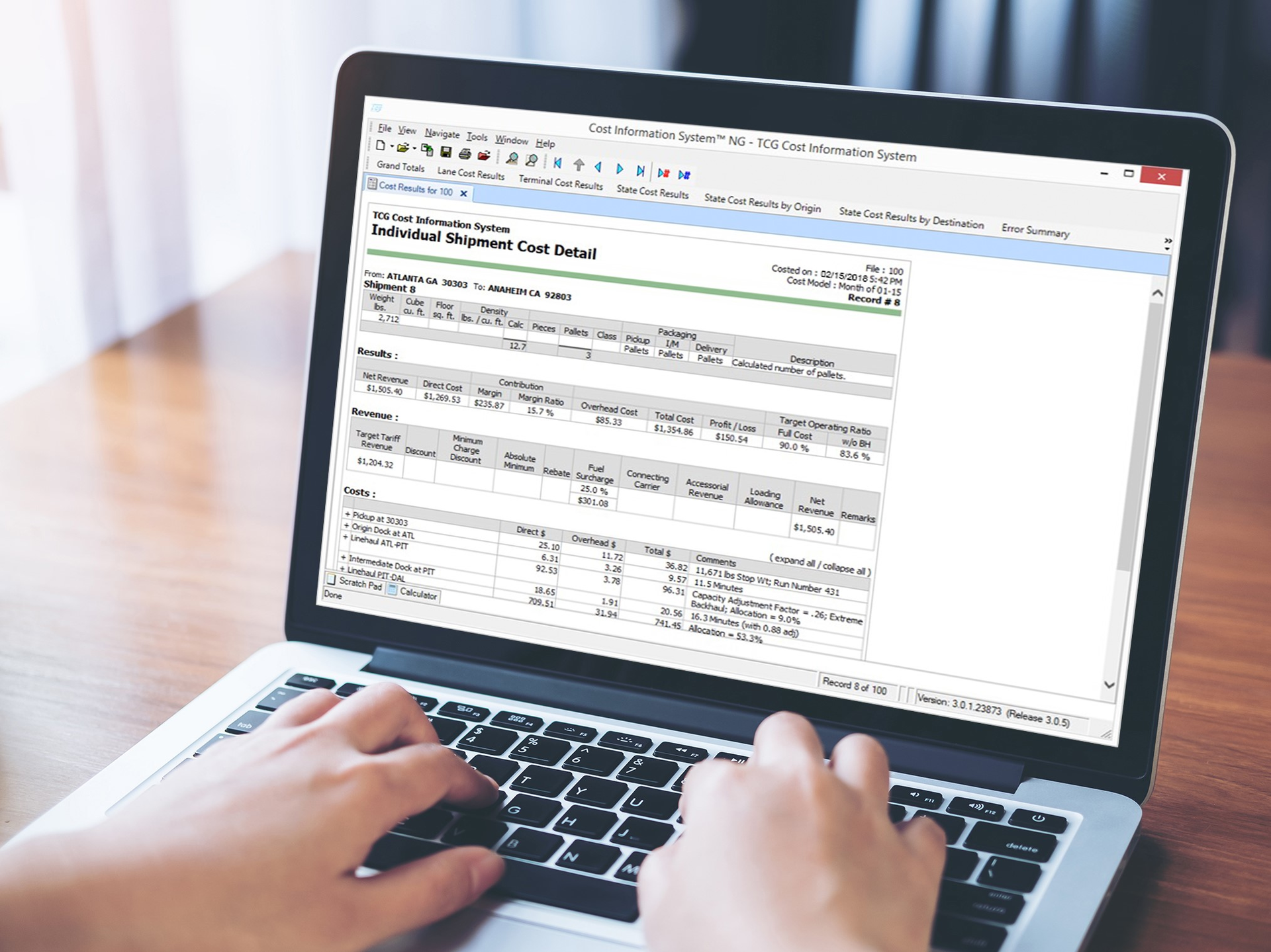 Forward Air using TCG cost information system