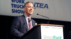 The U.S. Dept. of Energy&apos;s Michael Berube speaks at the Green Truck Summit in Indianaplis.