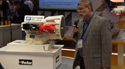 Jeff King, marketing manager at Parker&apos;s Chelsea Products Division, unveils the SG102 Dump Pump.