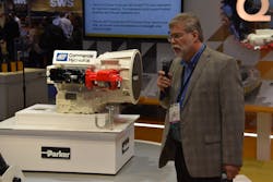 Jeff King, marketing manager at Parker's Chelsea Products Division, unveils the SG102 Dump Pump. Jeff King, marketing manager at Parker's Chelsea Products Division, unveils the SG102 Dump Pump.