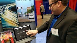 Adam Kahn of Netradyne demonstrates the Driveri mapping system at TCA 2018.