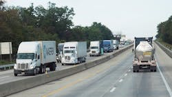 Trucks on highway Trucks on highway