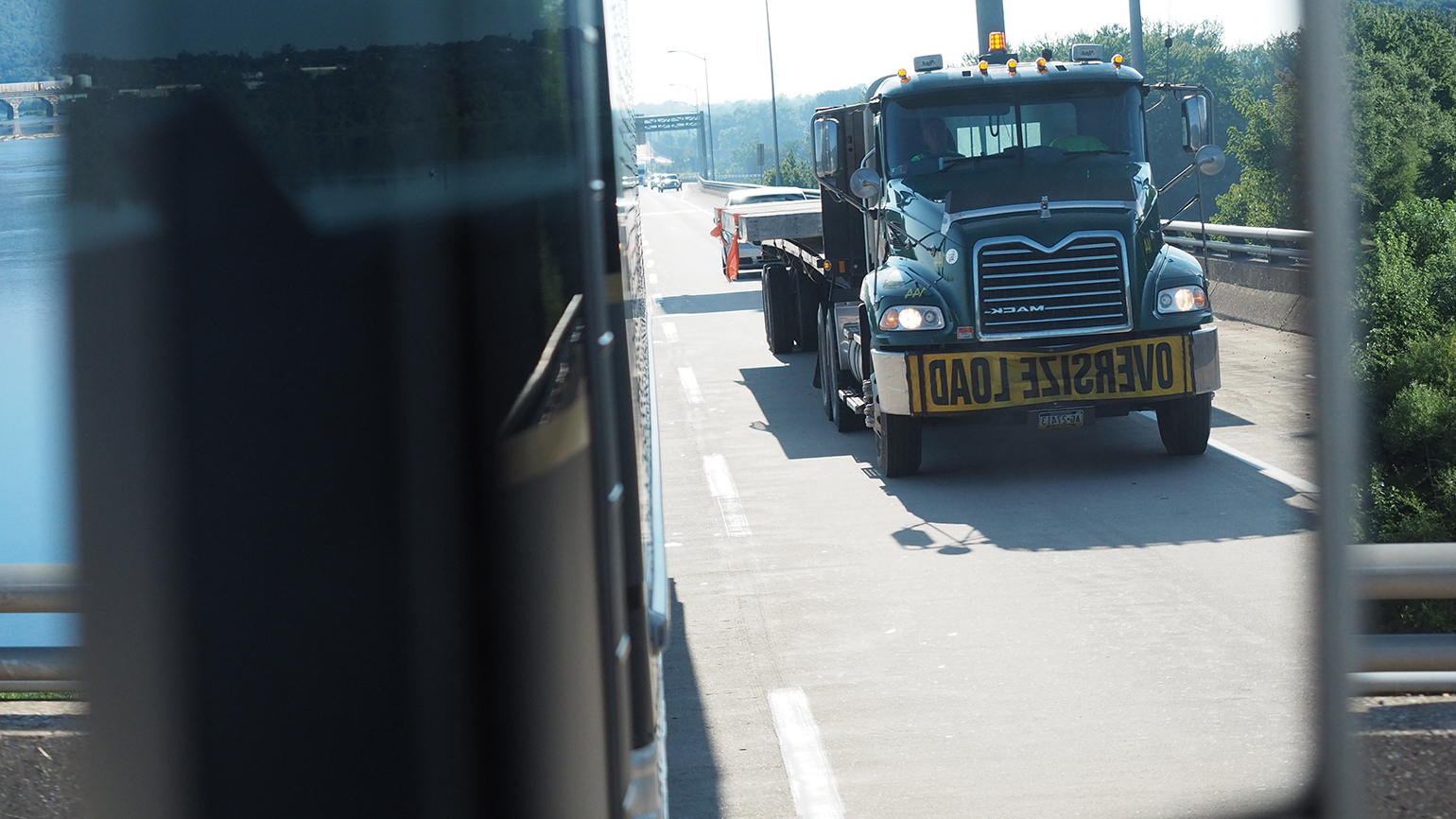 Oversize load truck on highway