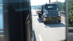 Oversize load truck on highway Oversize load truck on highway