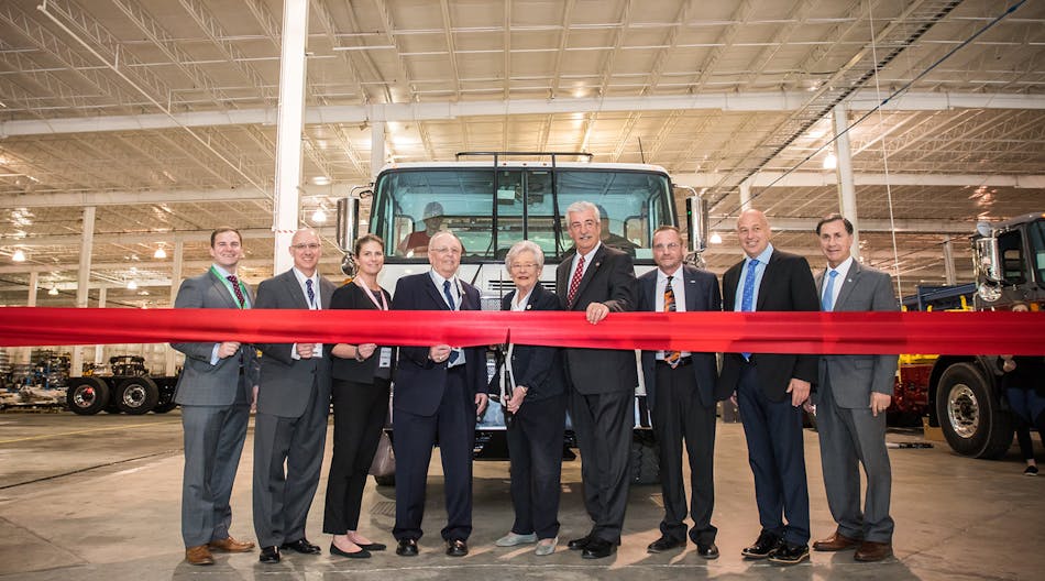 From left to right, Josh Carpenter with the City of Birmingham; Lee Smith of BBVA Compass and the Birmingham Business Alliance; Brantley Fry of Sen. Doug Jones&apos; (D-AL) office; Center Point, AL Mayor Tom Henderson; Alabama Gov. Kay Ivey; Jefferson County Commissioner Joe Knight; Autocar President James M. Johnston; Autocar Chairman Andrew Taitz; and Rep. Gary Palmer (R-AL).