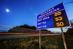 Real-time parking information signs such as this one in Michigan are expected to be live in eight mid-American states by 2019.