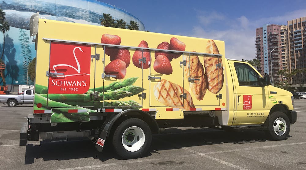 The ROUSH CleanTech E-450 cutaways that Schwan&rsquo;s Home Service has purchased are equipped with a Ford 6.8L V10 engine and a ROUSH CleanTech propane autogas fuel system.