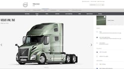 Volvo Trucks&rsquo; online configurator allows you to spec out the new Volvo VNR and VNL, above, models, selecting exterior options, interiors, powertrain and uptime services. Once built, the truck can be sent to a local Volvo Trucks dealer to further discuss building and ordering the truck.
