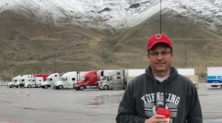 Mike Roeth pauses on his cross-country road trip to refuel.