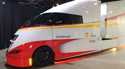 Shell showed off its Starship concept tractor-trailer and announced the results of its cross-country fuel-efficiency test during a presentation Tuesday at the Prime Osborn Convention Center in Jacksonville, FL.