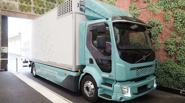 Volvo Trucks debuted the FL Electric battery-electric cabover, showing off this one with a refrigerated body as well as a refuse collection truck, with a larger FE Electric set to be unveiled shortly. Both models will go on sale in Europe next year.