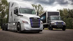 Freightliner eCascadia and eM2 trucks Freightliner eCascadia and eM2 trucks